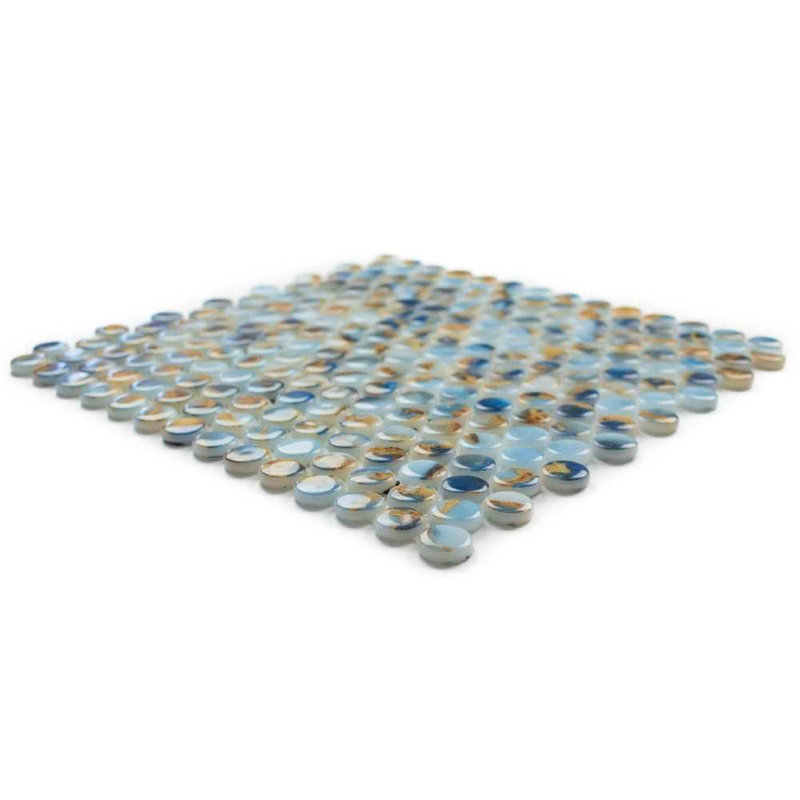 Carreau de mosaïque rond en verre 12 po x 12 po Eterna Penny