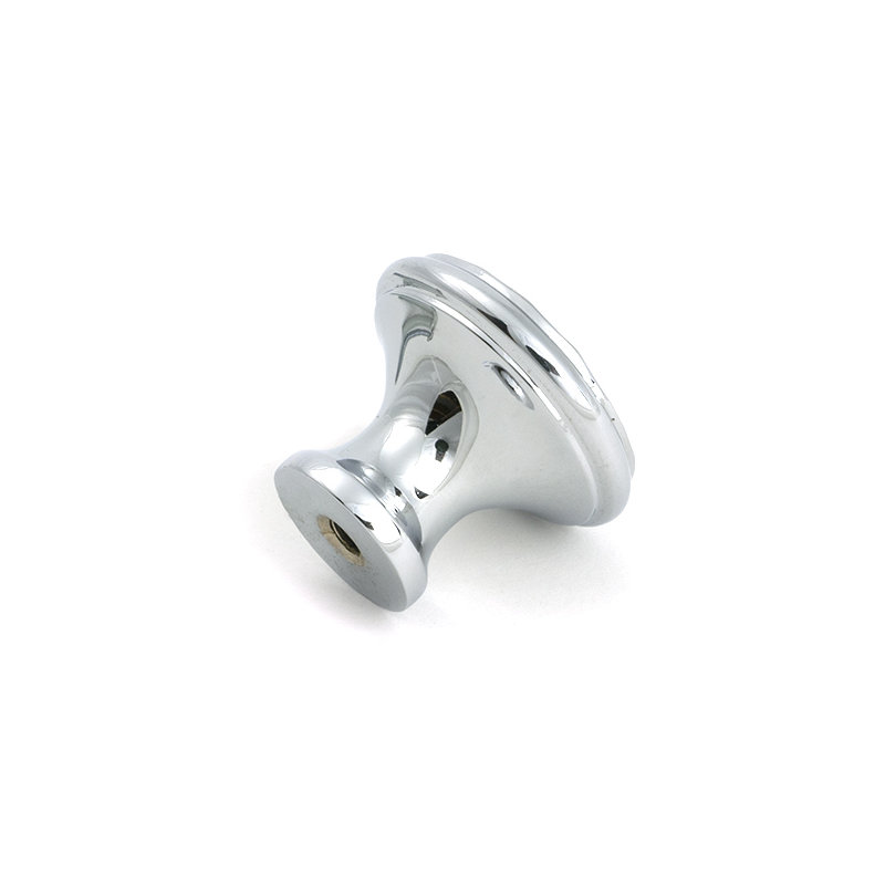 Hammered Round Knob, Polished Chrome, 1.18" Knob Diameter