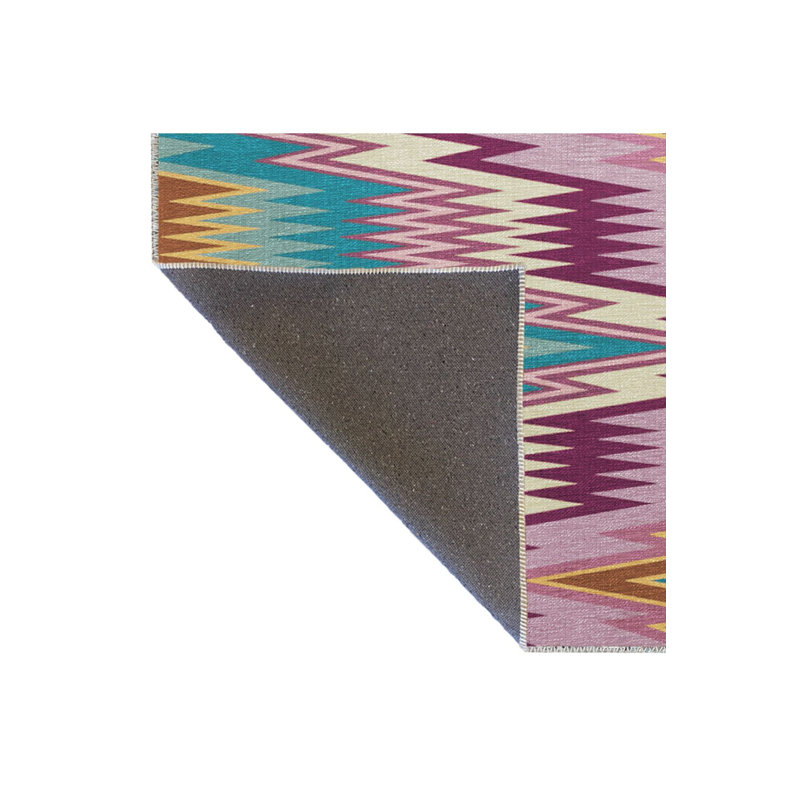 Multi Color Geometric Vibration Pattern Creative Modern Decorative Machine Washable Area Rug, Runner 4'11" x 9'10"