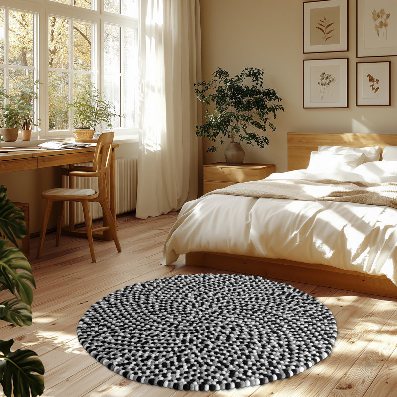 Tapis rond en laine MODWOOL - 47 po - noir / blanc / gris