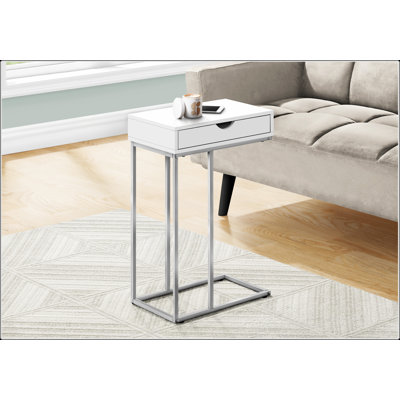 Table d'appoint en forme de C avec tiroir de rangement pour le salon et la chambre à coucher, design polyvalent et élégant