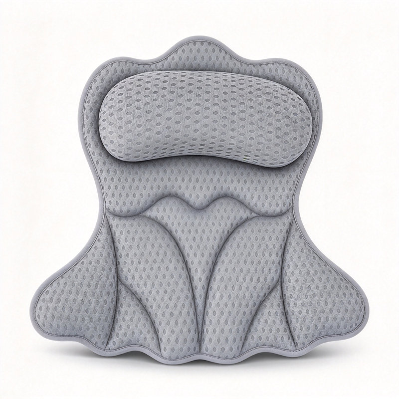 Coussins de bain 4D en filet respirant pour baignoire, coussin de baignoire à dossier épais, blanc, Gris