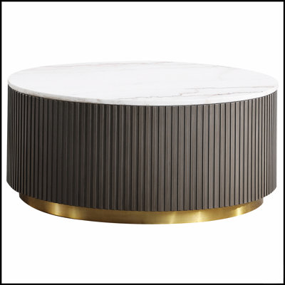 Ensemble de table basse et de table ronde en marbre 2 pièces, durable et élégant pour les salons modernes