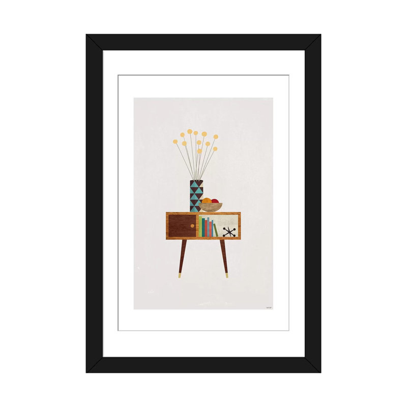 «Modern Lounge» par TomasDesign, reproduction sur toile tendue, Papier d'art encadré noir, H 24 po x l 16 po x P 1 po, Blanc