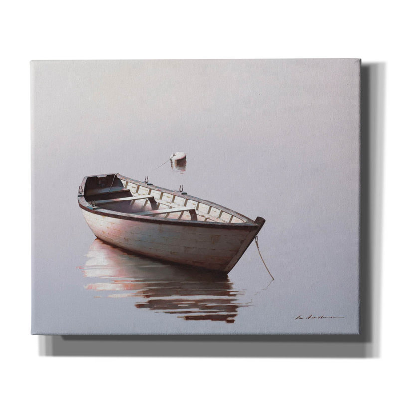 «Lonely Boat 2017 2» par Zhen-Huan Lu, art mural sur toile, H 20 po x l 24 po x P 0,75 po