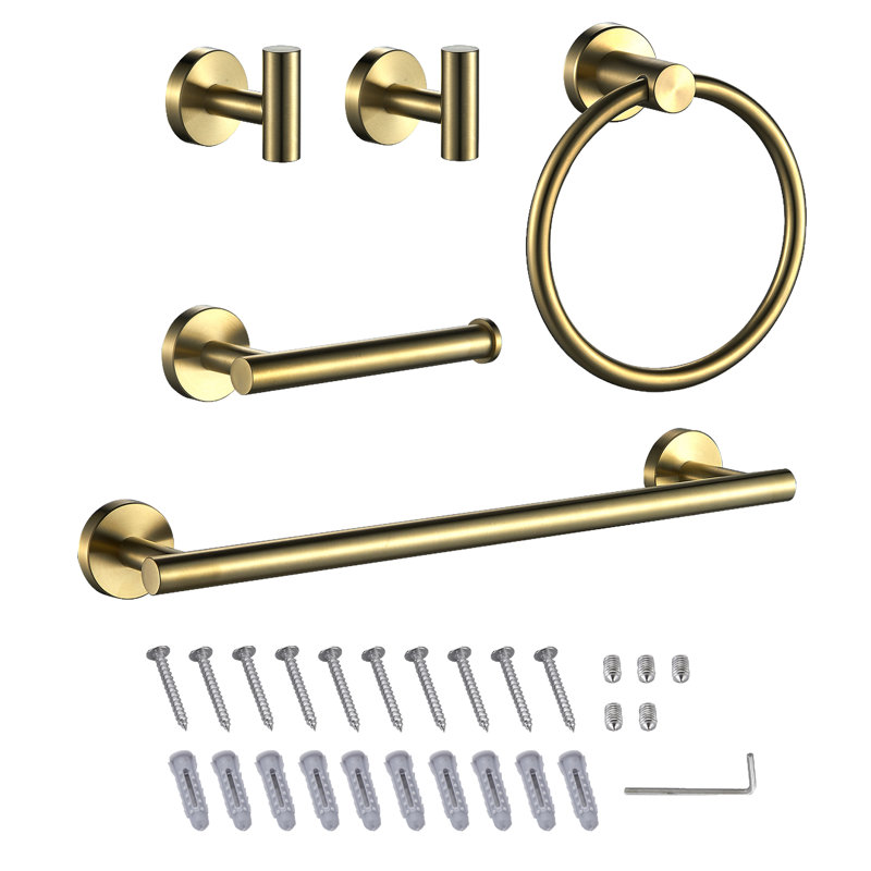 5 - Piece Bathroom Hardware Set, Light Gold