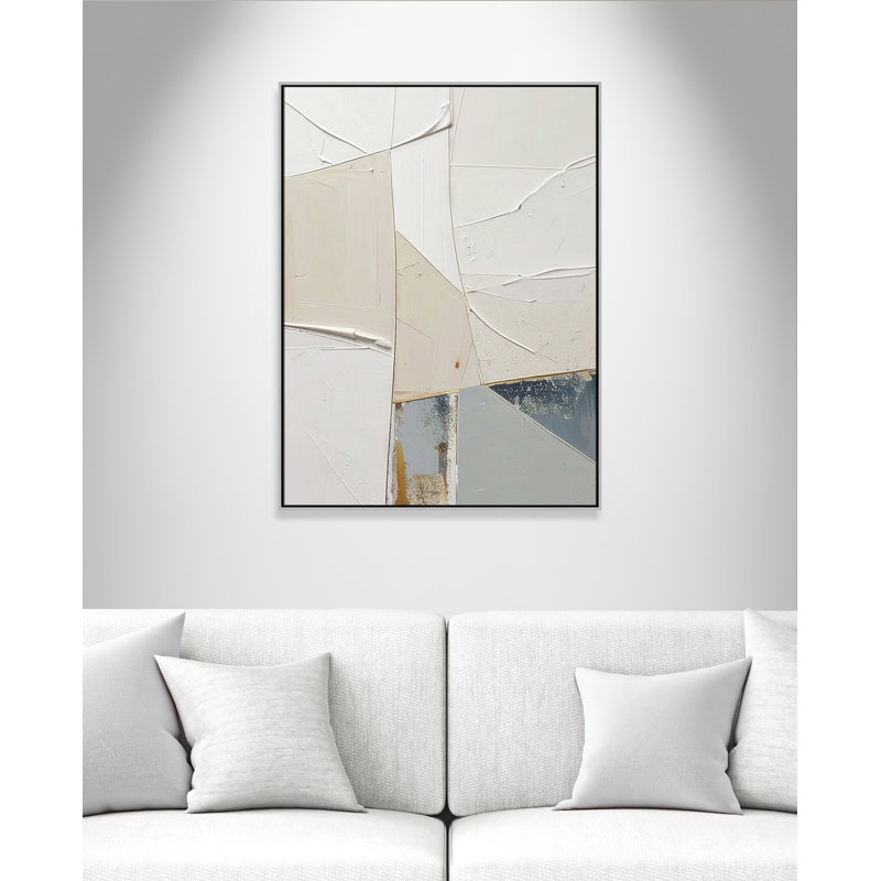 «Plastering II» par Alonza Saunders, Toile avec cadre, 37.5'' W x 49.5'' H, Flottant argent