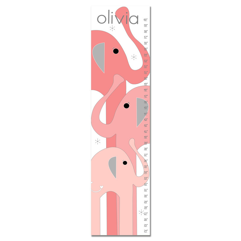 Tableau de croissance personnalisé éléphant, Rose, Oui