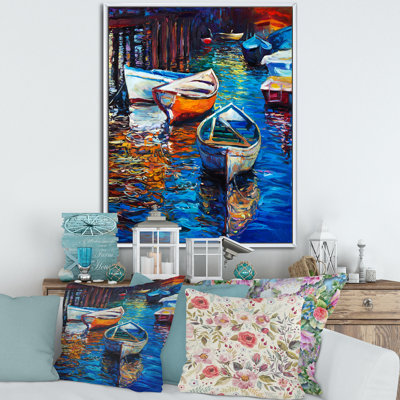 Paysage, bateaux sur l'eau, coucher de soleil sur toile - Warm Sunset X