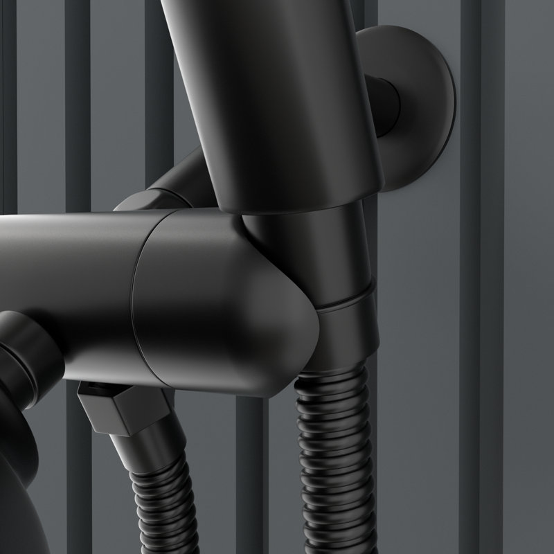Système de douche complet chromé multifonction, Noir mat