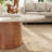 Modern Round Wooden Pedestal Coffee Table With Matte Natural Stone Tabletop-2013305852