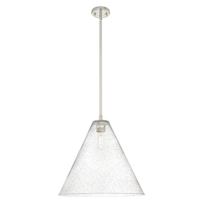 Downtown Urban - Crispin - 1 Light 16" Berkshire Stem Hung Pendant - Satin Nickel Finish - Clear Shade