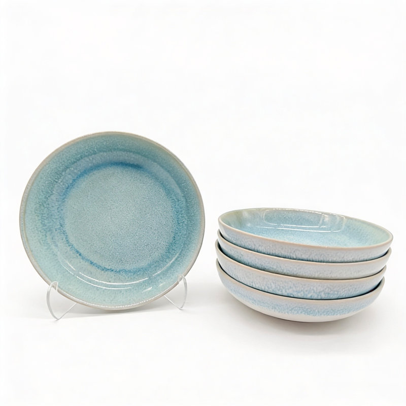 Reactive Blue Glaze Dinnerware Salad Bowl 4pc Set 19.5cm