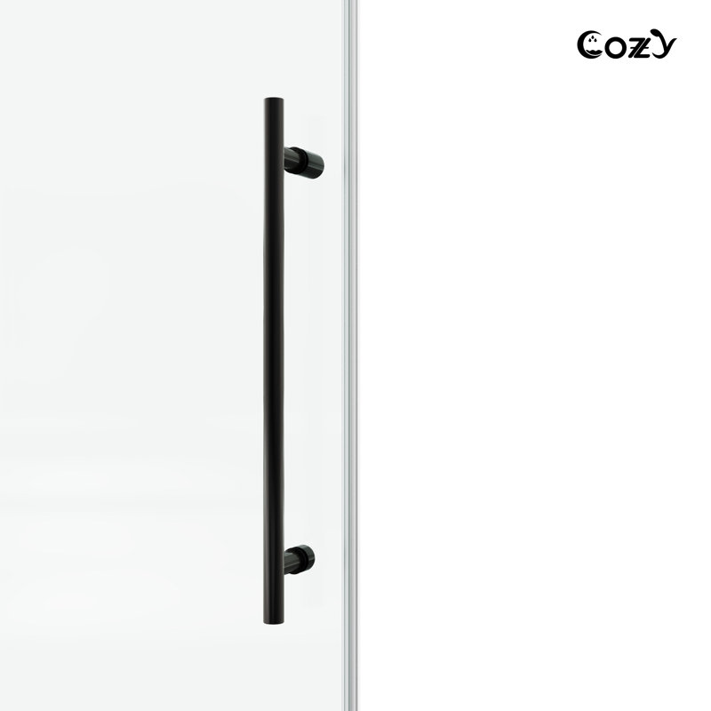 68-73" W x 76" H Frameless Single Sliding Shower Door, 3/8" (10mm) Clear SGCC Tempered Glass with R5 Beveled Edge, Shatter-Resistant Safety Film, Includes Installation Hole Locator, Round Top Rail