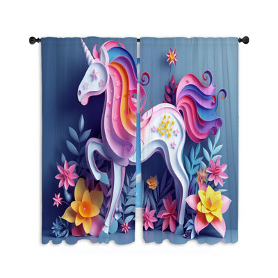 Rideaux de fenêtre Licorne, créature mystique, rideaux - 2 panneaux