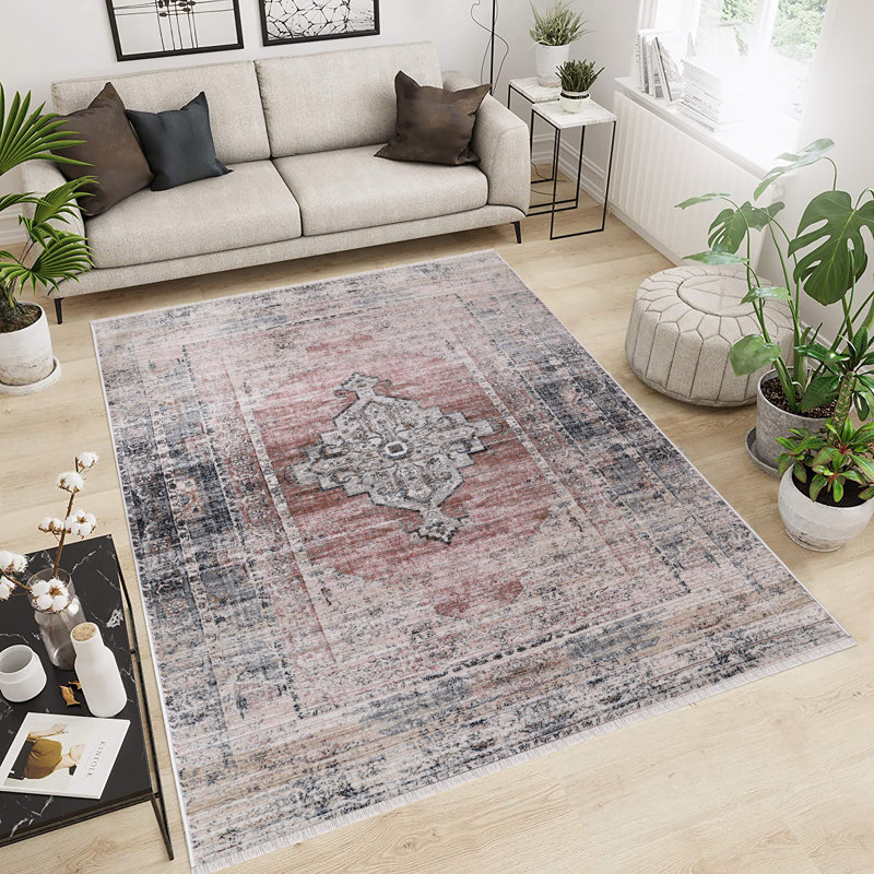 Tapis oriental brun / ivoire / rouge Moab, Rectangle 5 pi x 7 pi 7 po