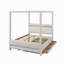 Grand lit plateforme à baldaquin tapissier avec lumières DEL, lit gigogne simple, 3 tiroirs de rangement, tête de lit, beige (ETA: 6/14)