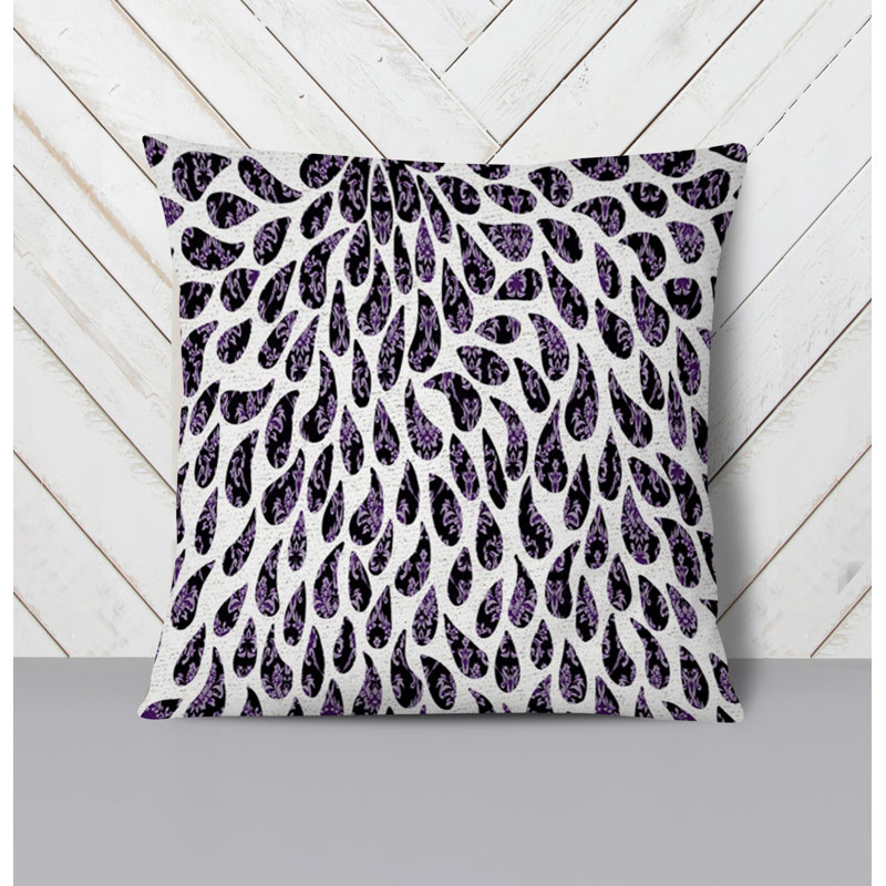 Throw Pillow With Insert, White/Purple Paisley 3, 20"H x 20"W