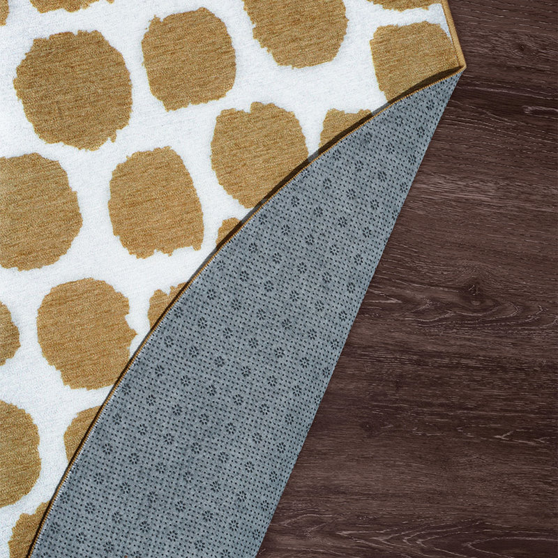 Puff Dotty Honey Beige Washable Rug, Round 6'