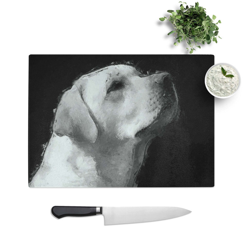 Glass Labrador Dog in Abstract Chopping Board, 39 cm W x 28.5 cm L
