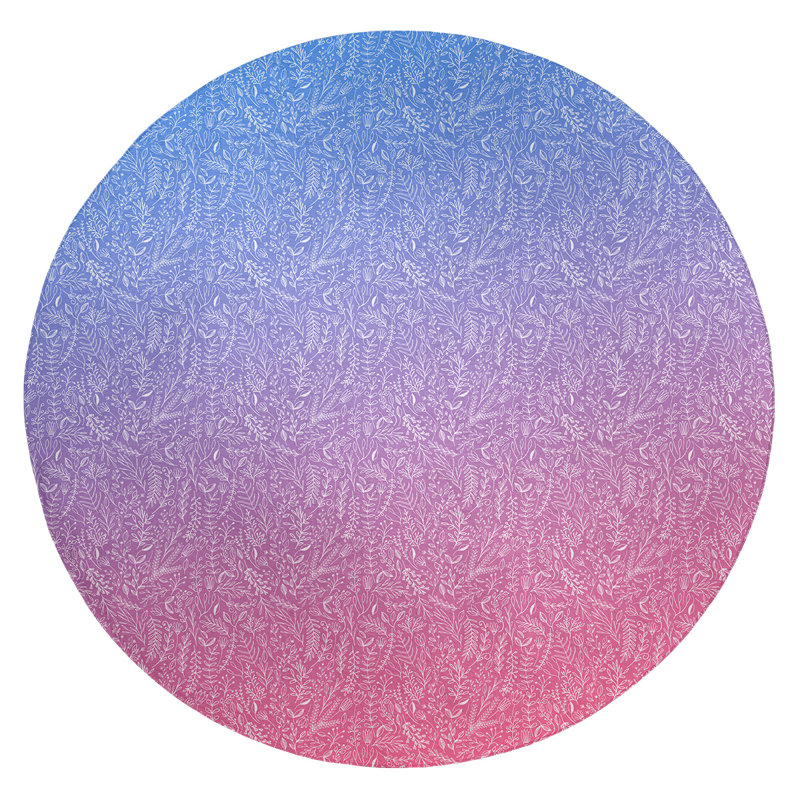 Tapis bleu/rose floral dégradé ditsy, Rond 5 pi