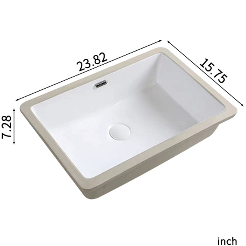 24" X 16" Undermount White Ceramic Kitchen Sink, Single Bowl, Heat & Scratch , Glazed Surface For Bathroom Design Long Wide Deep Stain Easy Drainage