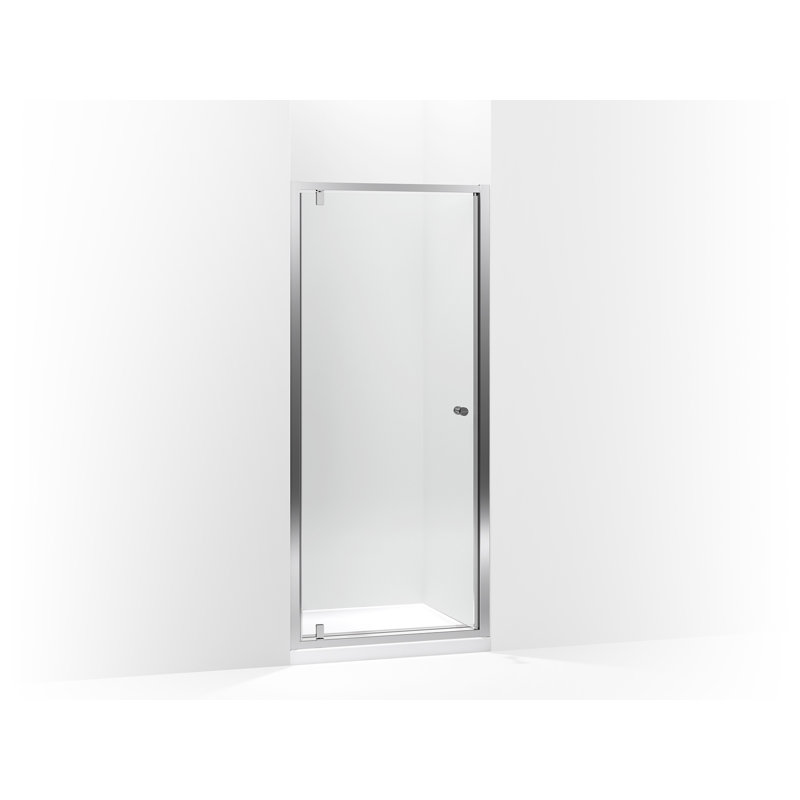 Whiston 36 po x 74-7 / 8 po Porte de douche pivotante avec cadre en argent et texture de verre lisse / transparente