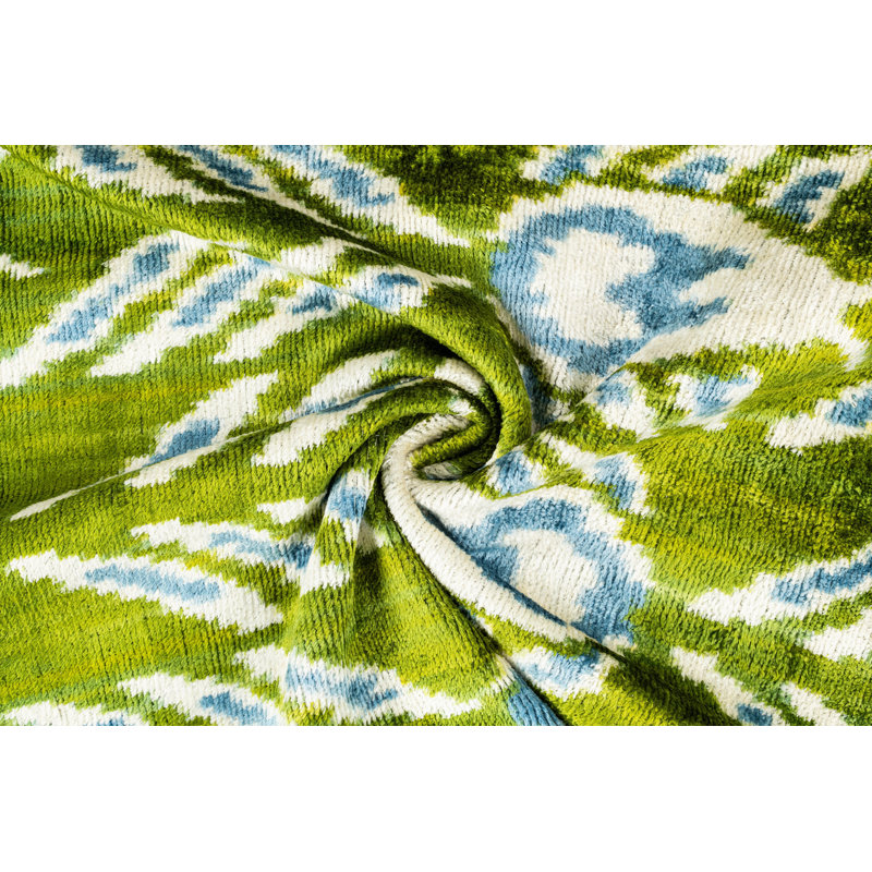 Silk Lumbar Rectangular Pillow Cover & Insert, Green/Blue/Geometric/Floral