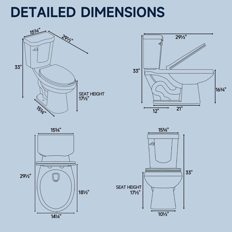 17.5" Elongated ADA Height Toilet 2-Piece Tall Toilet for Seniors, 1.28 GPF Single Flush Bone,  Map Flush 1000g with Soft Close Seat