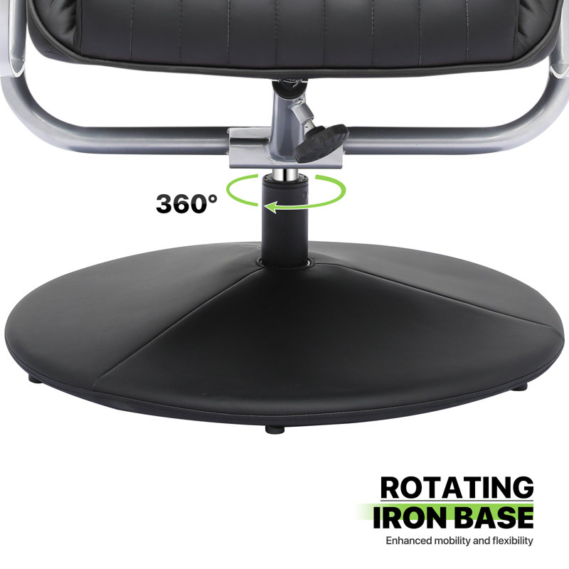 Upholstered Reclining Swivel Chair with Adjustable Angle and Footrest, Black