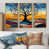 Toile avec cadre flottant or