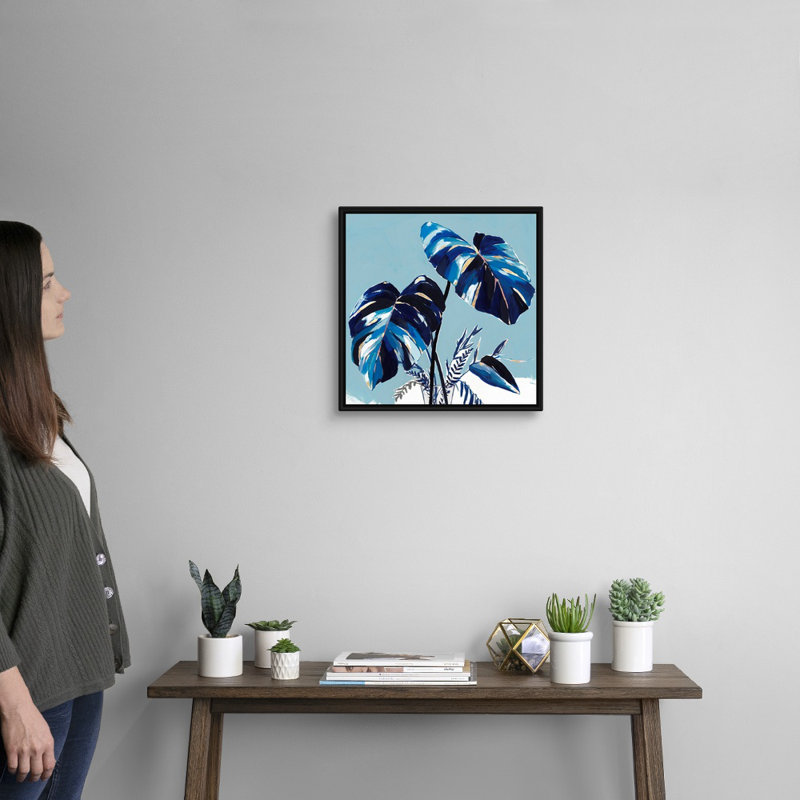 « Villa Palms II » par Isabelle Z, reproduction d’art sur toile, H 18 po x l 18 po x P 1,75 po, Cadre noir