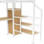 Lit mezzanine pleine grandeur en métal, teinte blanche, bureau, escalier de rangement, petite armoire, chambre à coucher à 7 couleurs, multifonctionnel, salon compact