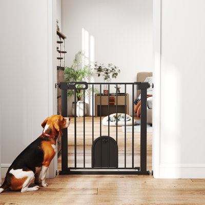 Pet Safety Gate Pressure Fit Stair with Small Door Double Locking