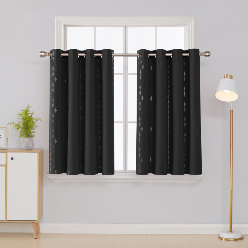 Bedolla Room Darkening Curtain Pair, Black, 51" W x 44"L