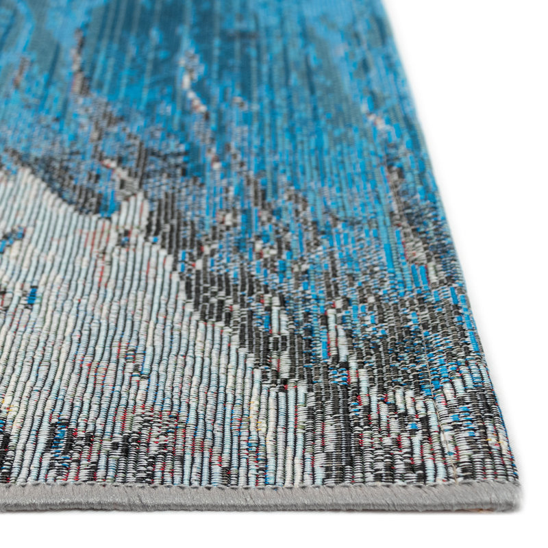 Tapis intérieur / extérieur en polypropylène abstrait océanique, Rectangle 4 pi 10 po x 7 pi 6 po