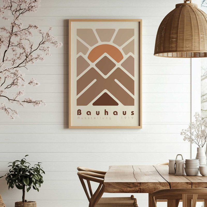 Imprimé géométrique Bauhaus Sunset, H 15 po x l 12 po, Blanc