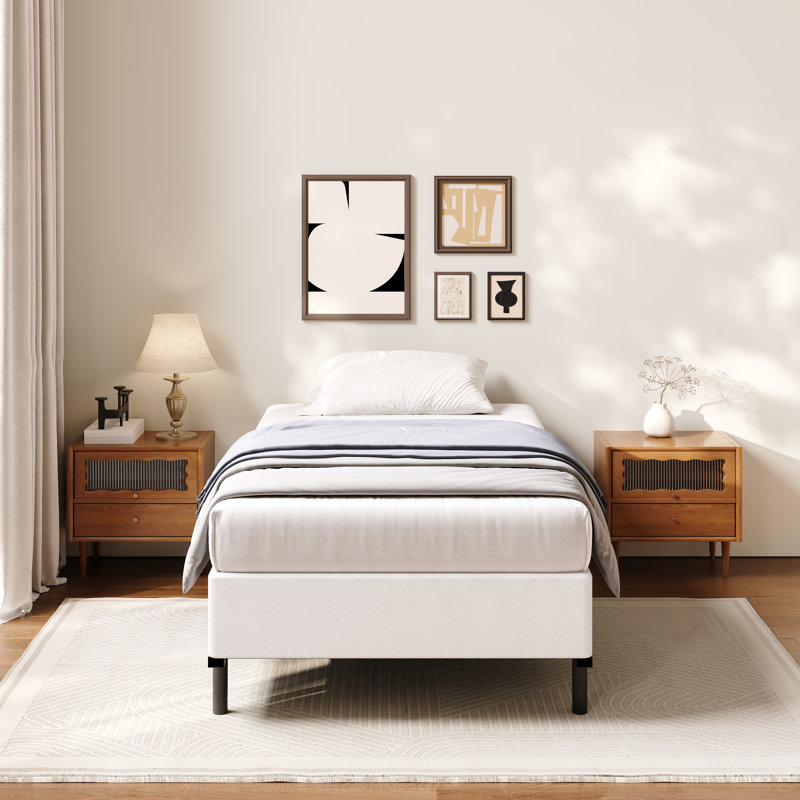 Sommier à ressorts pour lit simple XL de 23 cm (9 pouces), sommier à ressorts robuste de 1000 kg (2200 lb), base de matelas en métal pour lit simple XL avec housse en tissu, montage facile sans outil, silencieux