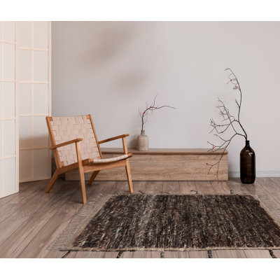 3'x5' Hand Knotted Brown Modern Solid Afghan Moroccan Wool Area Rug