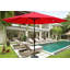Parasol de patio extérieur 10 pi (3 m) sans rabat, 8 pièces, avec inclinaison, avec manivelle, sans base, rouge, taille de poteau 38 mm (1,49 pouce)