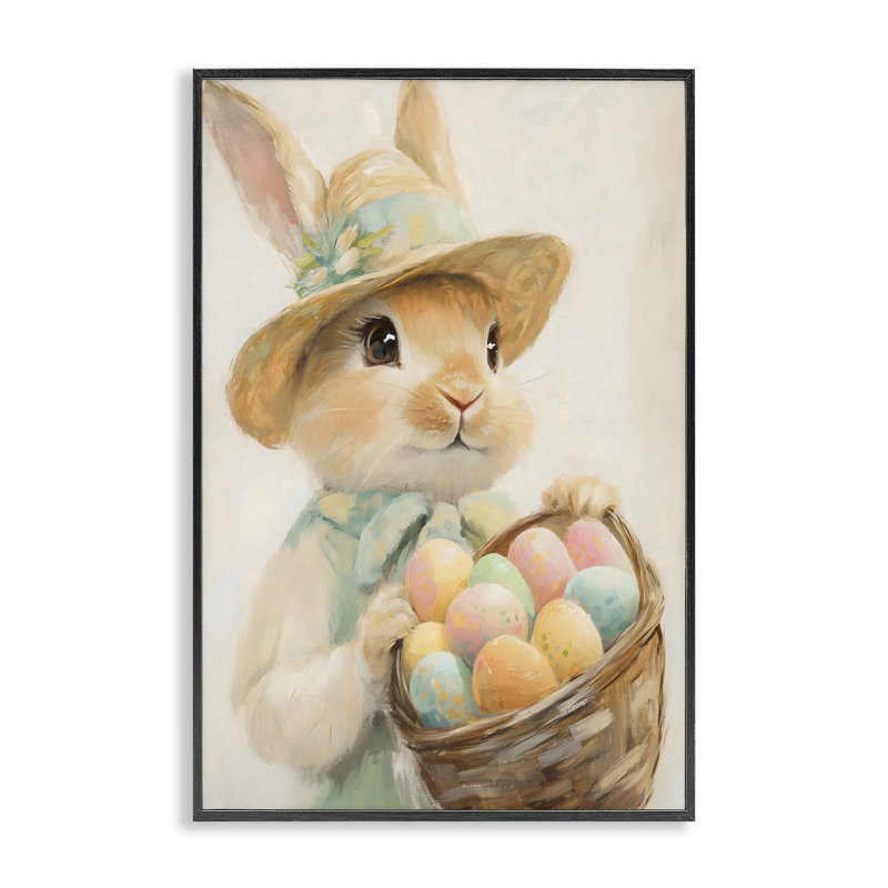 Estampe de panier de lapin de Pâques, estampe numérique, design par The Prints Vibe, 30 x 20, Giclée noire de minuit encadrée