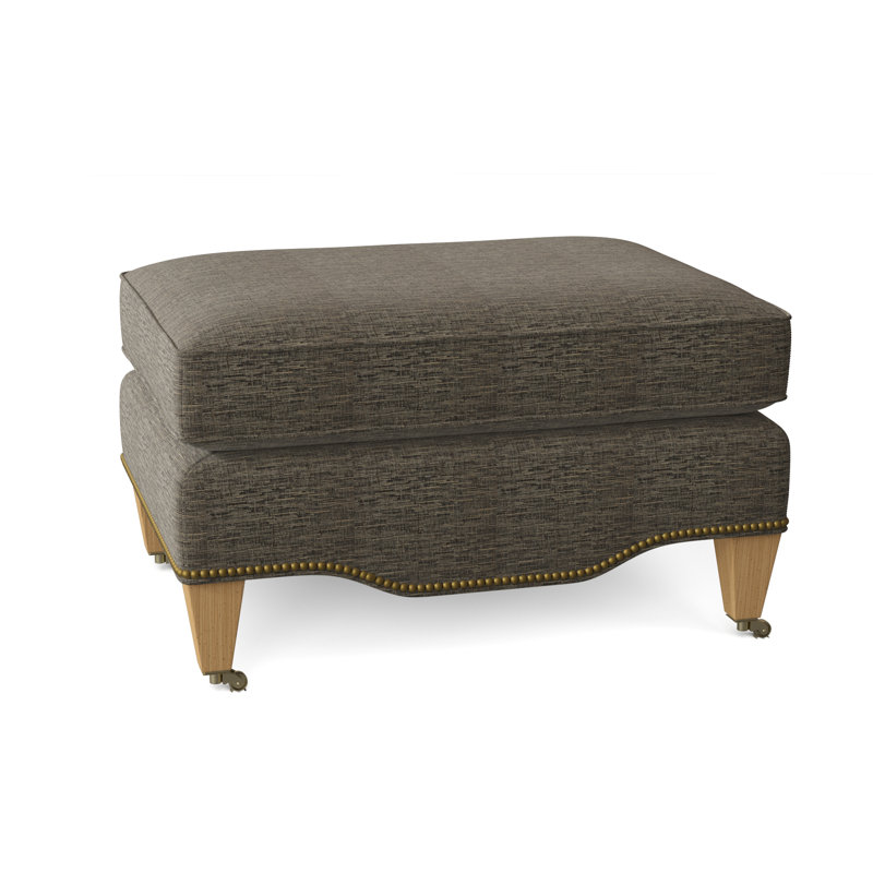 Gideon Ottoman, Venice Linen, Amber, Antique Brass Small