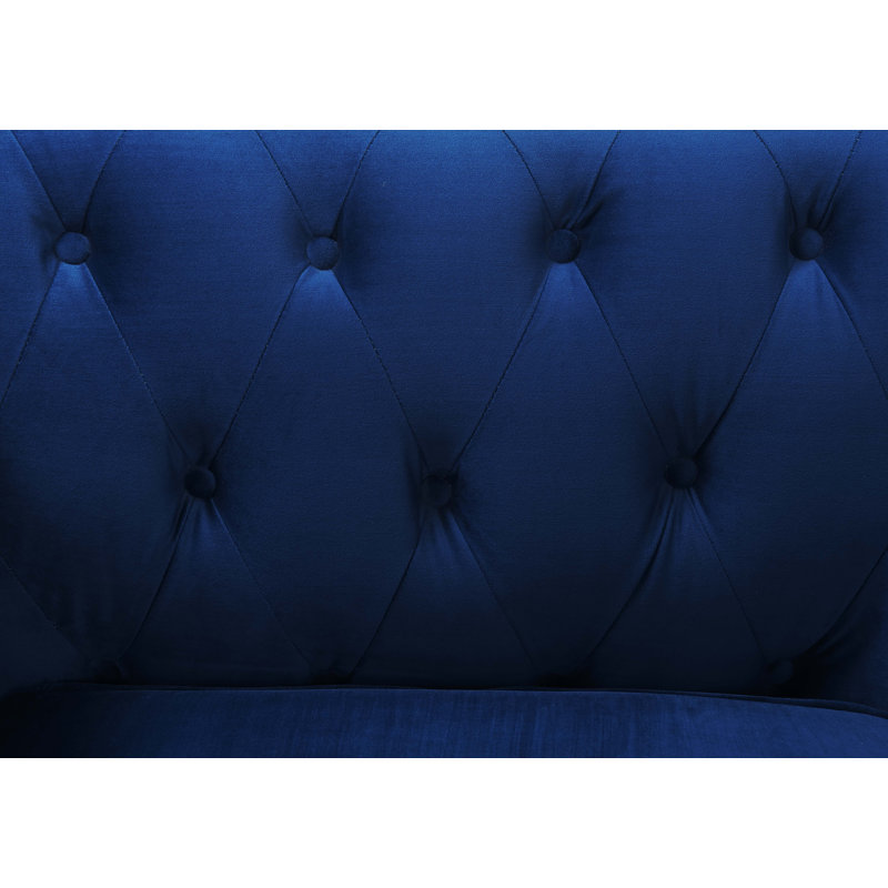 Fauteuil en velours capitonné de 121,92 cm de largeur Odum, Bleu marine