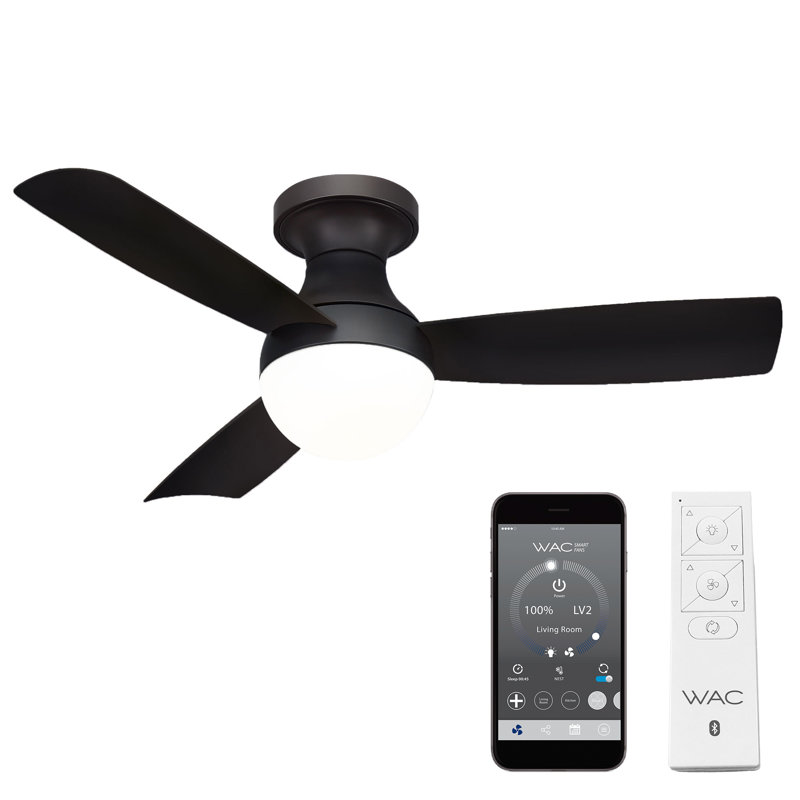 44" Flush Mount Outdoor/Indoor Smart Ceiling Fan with Remote Control, Works With Google Assistant, Amazon Alexa and IOS/Android Mobile APP