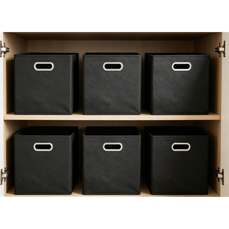 Paquet de 6 cubes de rangement pliables en tissu avec poignées, bacs de rangement compacts de 10,5 po x 10,5 po x 11 po, paniers de rangement pliables pour l'organisation de tablettes de garde-robe