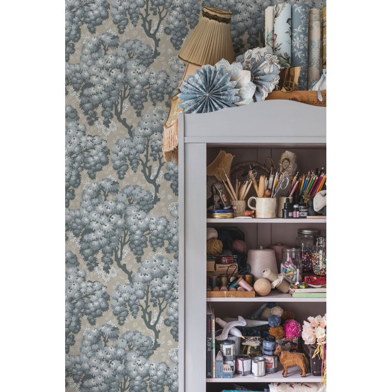 Lofstad Floral Wallpaper Roll, Indigo Blue