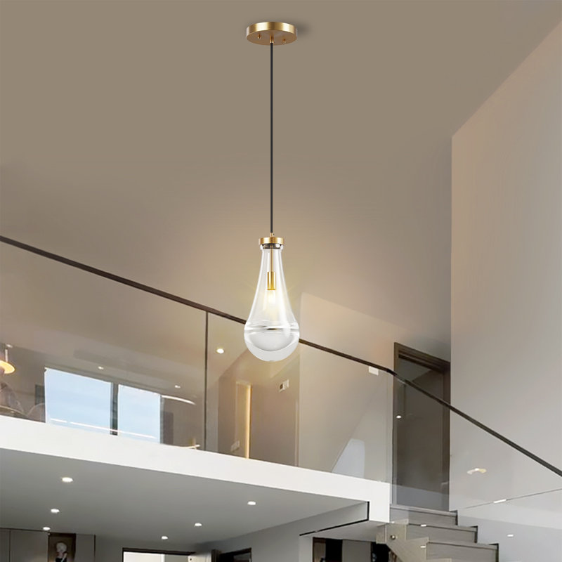 Luminaire suspendu en verre, Doré