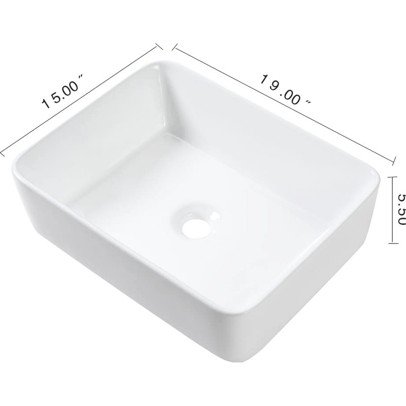Lavabo de salle de bain vasque rectangulaire moderne en céramique 19 po x 15 po avec robinet noir mat, magnétisme