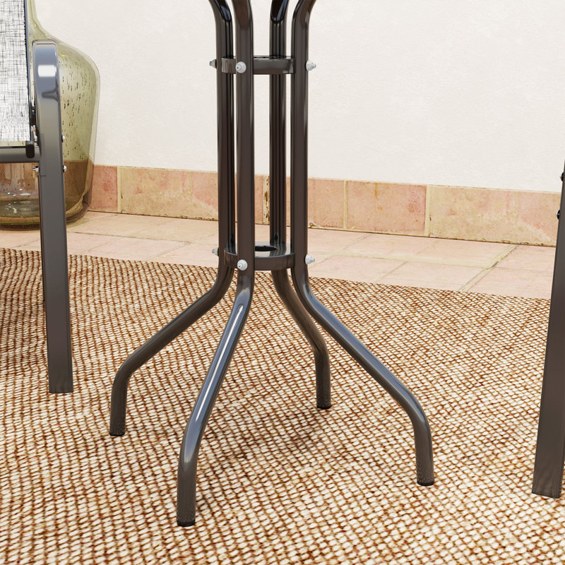 Outsunny 3 Pieces Garden Dining Set 2 Seater Garden Furniture Light Grey
