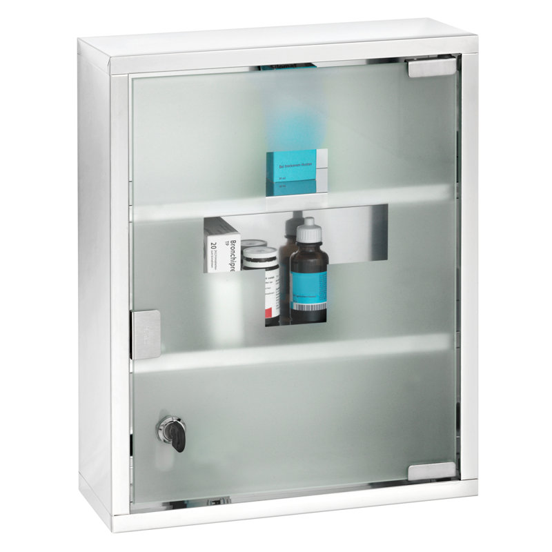 300mm W 400mm H Surface Framed Medicine Cabinet Mirror 3 Fixed